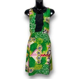 Moulinette Soeurs Anthro Size 4 Green Sleeveless Silk Panoply Carousel Dress
